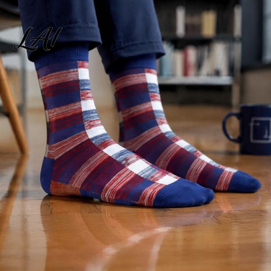 Moisture Management Work Socks Men's Retro Plaid Crew Socks Thickened Combed Cotton Thermal Pattern Breathable Anti-Odor Athletic Casual for Outdoor