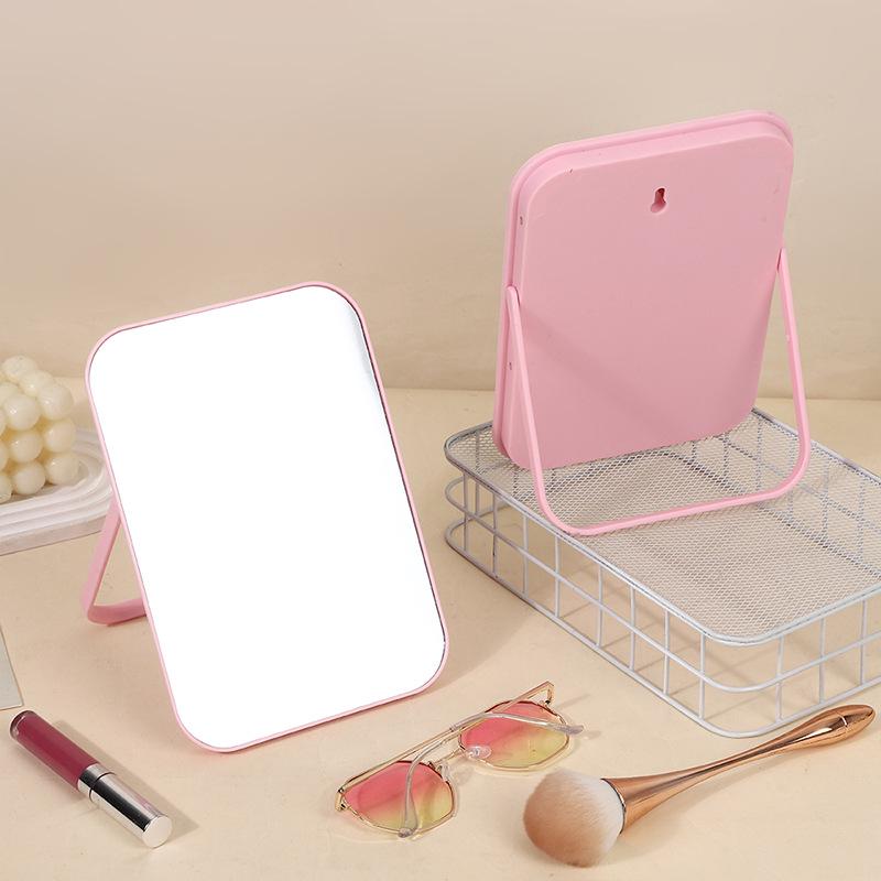 Portable Rectangular Wall-Mounted Makeup Mirror with Stand for Dorm Rooms