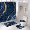 Bathroom Shower Curtain Four-piece Digital Printing Marble Waterproof Shower Curtain Toilet Partition Curtain Bath Mat