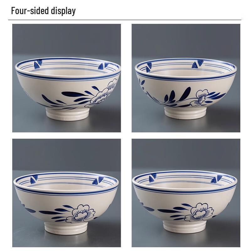 Traditional Lotus Ceramic Noodle Bowl