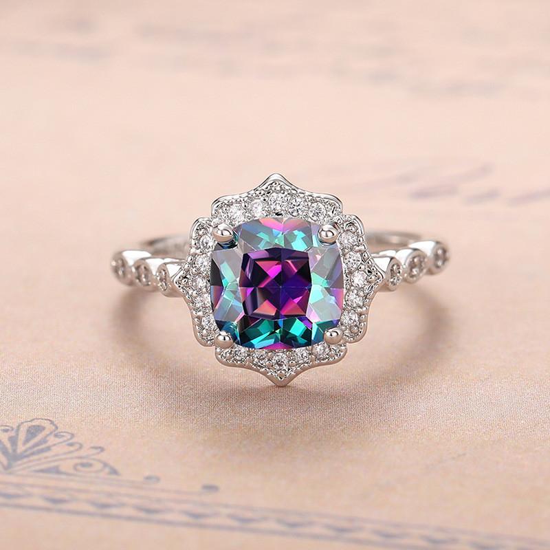 CopperLuxury Flower Ring Delicate Clear Rose Ring Pave Setting CZ for Women Fine Jewelry Gift