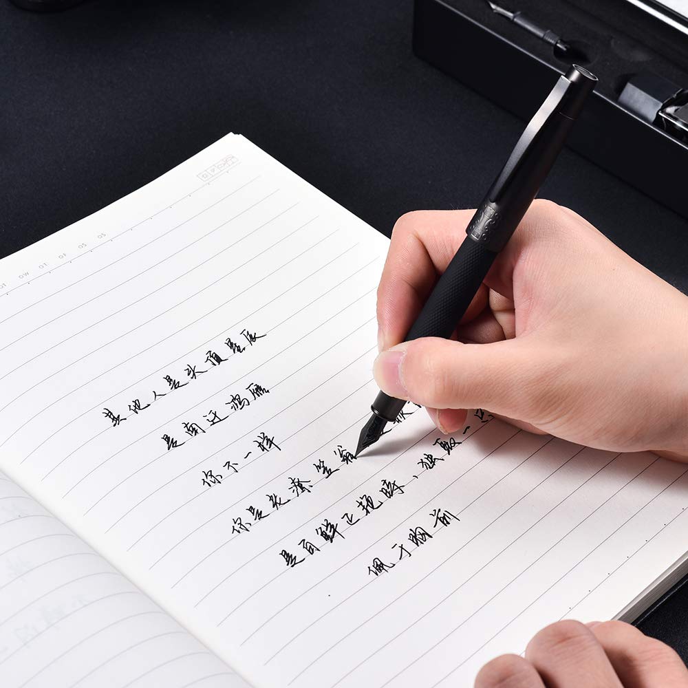 Fountain Pen Black Special Nib Fine Medium Bold Metal Gift Box Hongdian Men's (0.7-1.2mm)