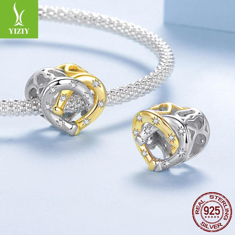 Love Horseshoe Interwoven Diy Beaded Jewelry Accessories S925 Sterling Silver Classic Heart Beads