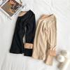 Women's Thermal Underwear Set: Long Sleeve Velvet Round Neck Top