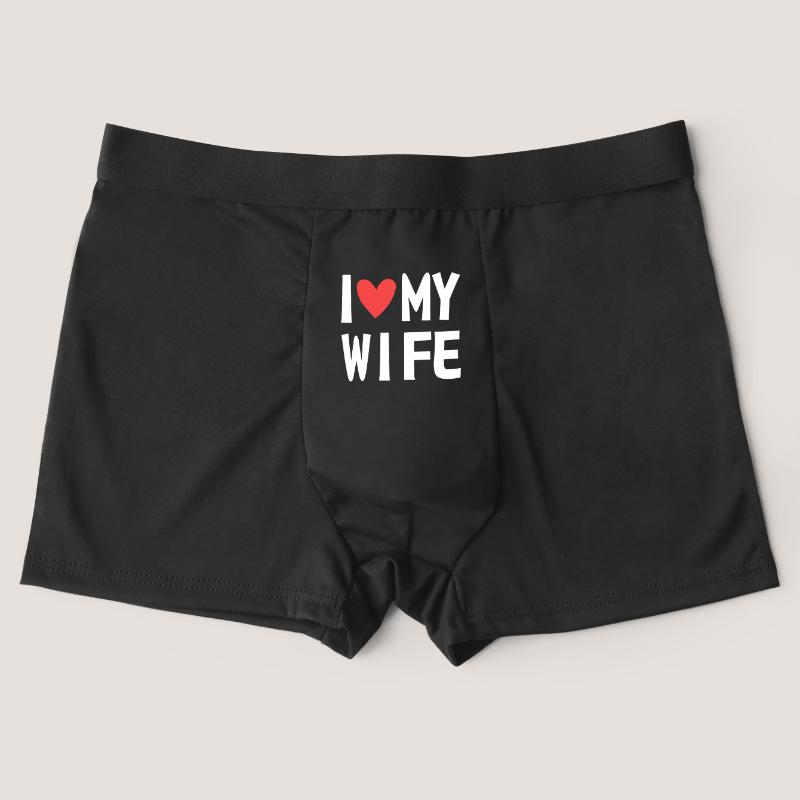 

Varsbaby Мужские трусики с принтом «I love MY WIFE» с забавным узором, тонкие модные трусики M чёрный