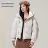 SNOWFLYING Women's Short Stand-Collar Hooded Down Jacket