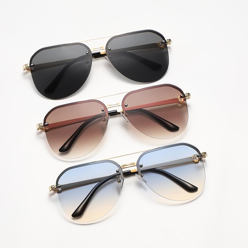 1/2PCS Retro Metal Sunglasses Half Frame Double Beam Vintage Fashion Sunglasses for Women Men