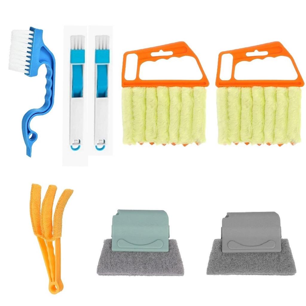 Removable Washable Dusting and Slit Cleaning Brush Set for Air Conditioner Vents, Blinds, and Windows