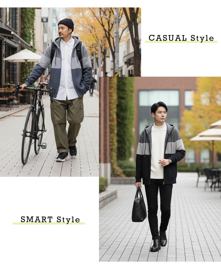 J-Store Men's Plus Size Long Sleeve Knit Hoodie with Zip-Front, Two-Tone Design, Red, Size XL (1A-J31)