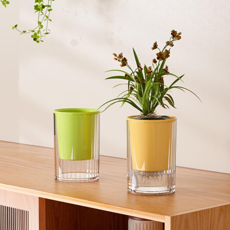 Thickened Self Watering Pot for Hydroponic Plants With Drainage Hole Flower Planter for Modern Home Office Decor