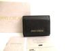 Authentic Metal Logo Black Leather Trifold Wallet Compact Wallet NAIMA #a789  Refurbished
