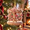 Gingerbread Theme Xmas Tree Decor Christmas Carousel Ornament, 2D Flat Car Rearview Mirror Charm, Acrylic Durable Hanging Keepsake Decoration for Car,
