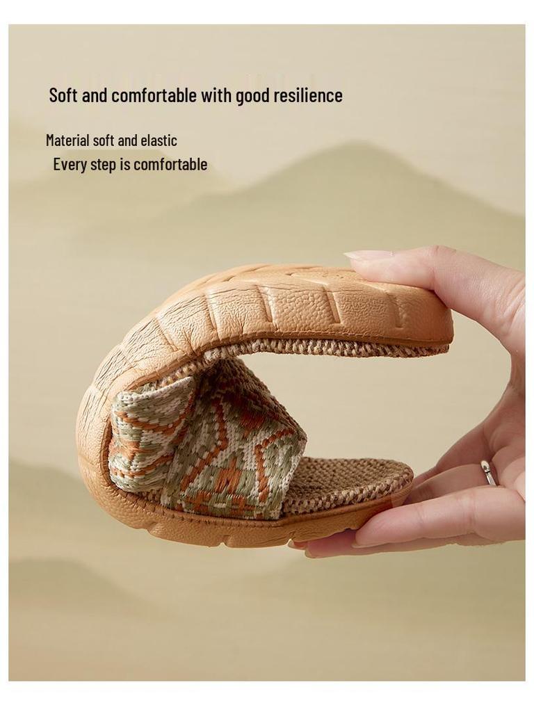 Women's Summer Silent Linen Slippers - Breathable Cotton for Indoor & Outdoor Use