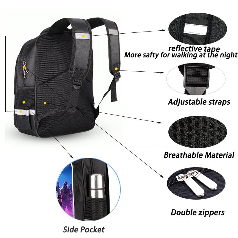 16 Inch Fortnite Cartoon Backpack Unisex for Boys Girls with Dual Zippers Large capacity lightweight student backpack