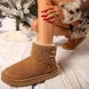 Buckle Decor Women's Platform Snow Boots 2025 Winter Non Slip Warm Plush Ankle Boots Women Comfort Slip On Cotton Shoes Woman