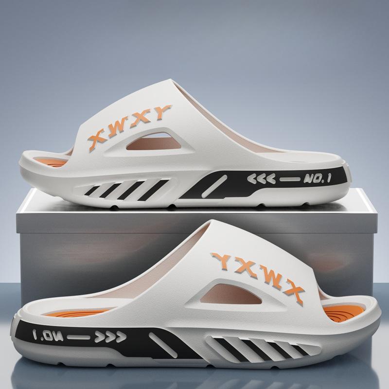 Men Slippers Non-slip Bathroom Slippers Home Shoes Open Toed Thick Soft Sole Breathable Comfort Flat Platform Indoor Slippers