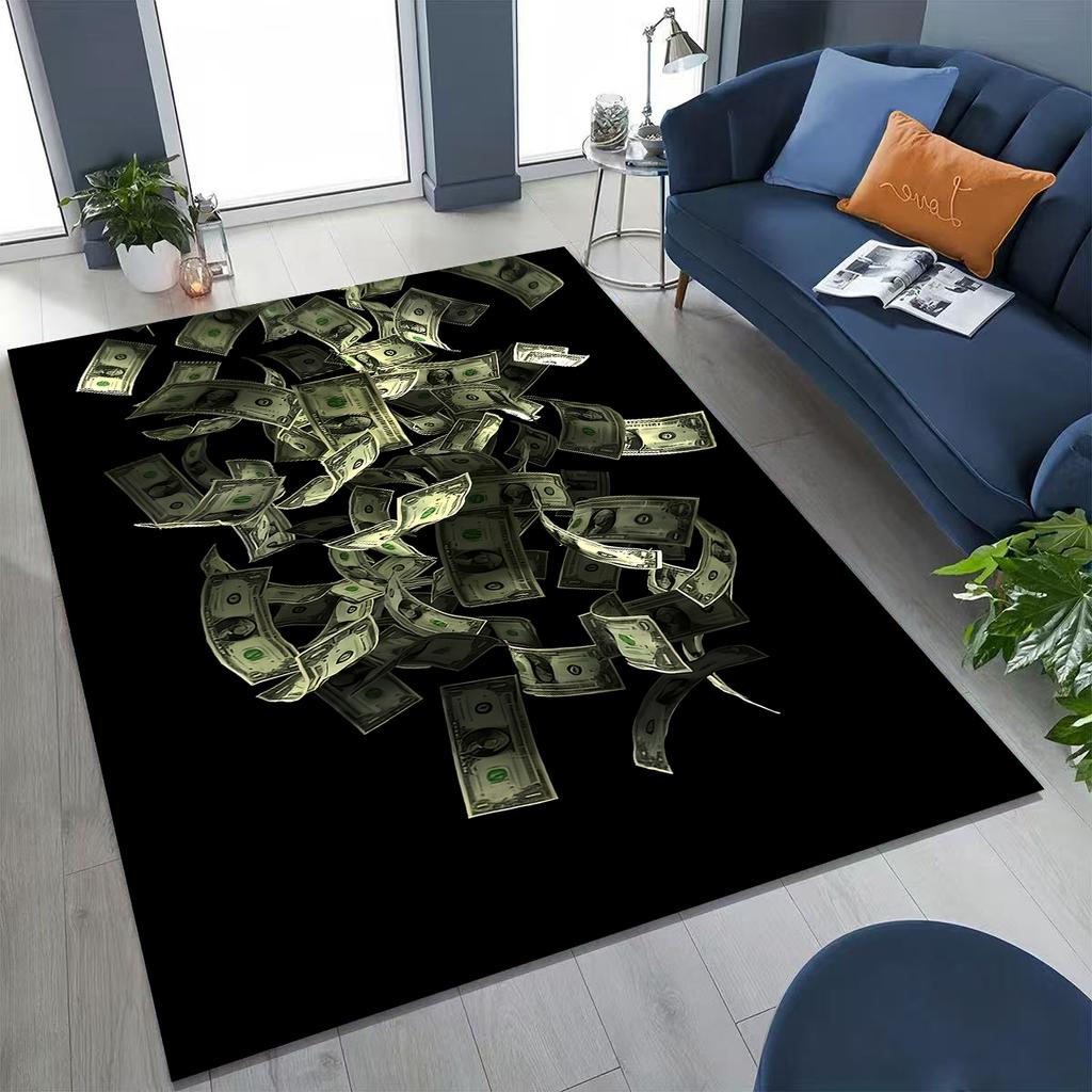 3D Personality Money USD Euro RICH Pattern Rug for Bedroom Living Room Sofa Home Doormat Decor,Large Kid Play Non-slip Floor Mat