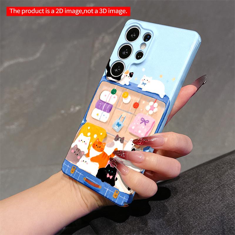 2DFlat Samsung Phone Case Cute Cats In Blue Suitcase Phone Case Applicable To Galaxy S22 S23 S24 S25ULTRA S26 A12 A13 A14 A15 A16