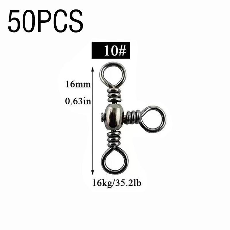 

50PCS/Bag Black Nickel Plating Three-Prong Connector T-Swivel Sub-Line Splitter Outdoor Fishing Bazi Ring Fishing Accessories