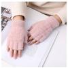 Plush Winter Half Finger Flip Top Warm Thickened Factory Made Imitation Mink Fleece Knitted Student Writing Gloves