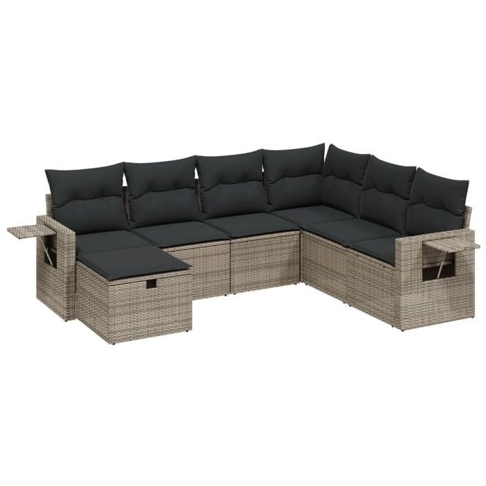 VidaXL Garden Lounge Set with Cushions 7 Pcs, Patio Sofas, Patio Furniture Set, Outdoor Furniture, Grey 3263836