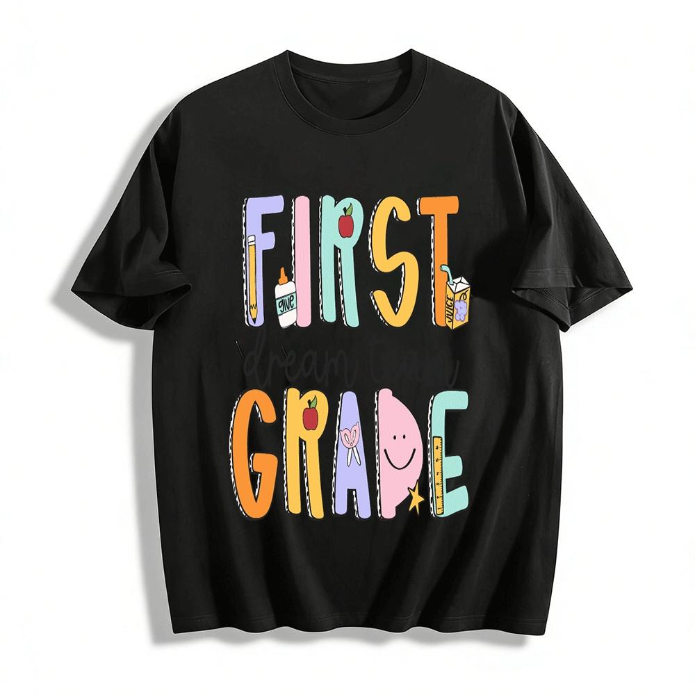 

First Grade Dream Team Back To School Teacher Student Kids Tee Pure cotton T-shirt XXS