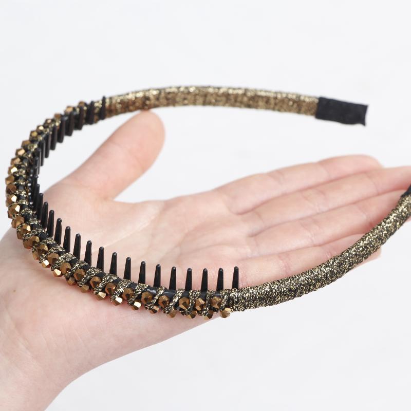 Bling Rhinestone Headband for Women Non-slip Teeth Structure Comfortable Fashion Hair Accessory for Dating Office
