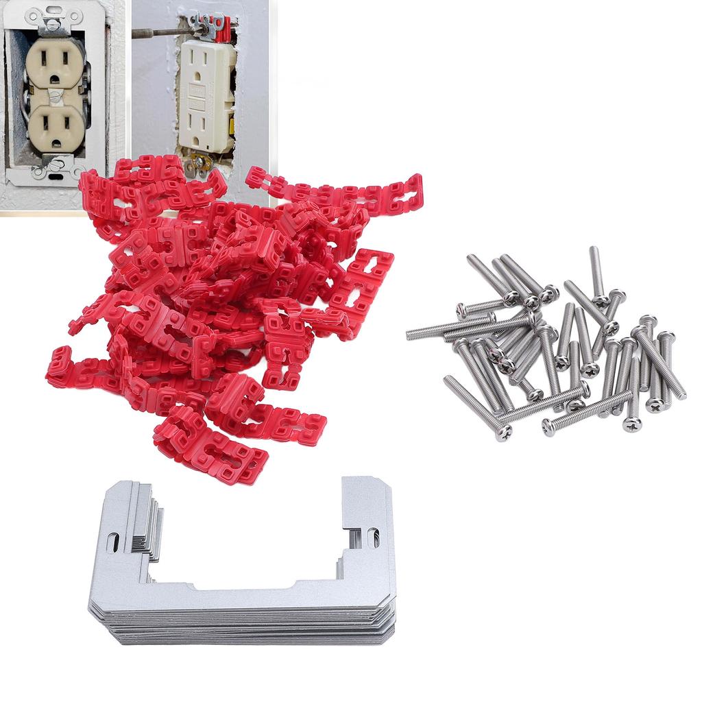 24PCS Metal Wall Plate Spacers 96PCS Electric Receptacle Box Outlet Spacers Set with Stainless Steel