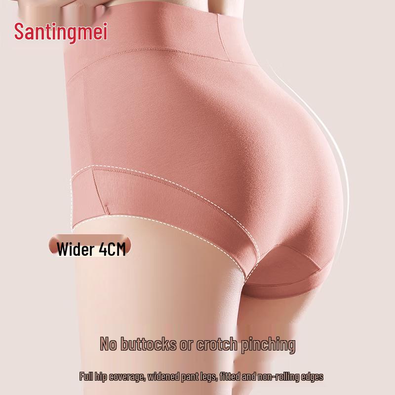 Tingmei Women's High-Waist Seamless Cotton Panties