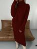 High Neck Long Knit Sweater Dress Two-Piece Set for Autumn/Winter