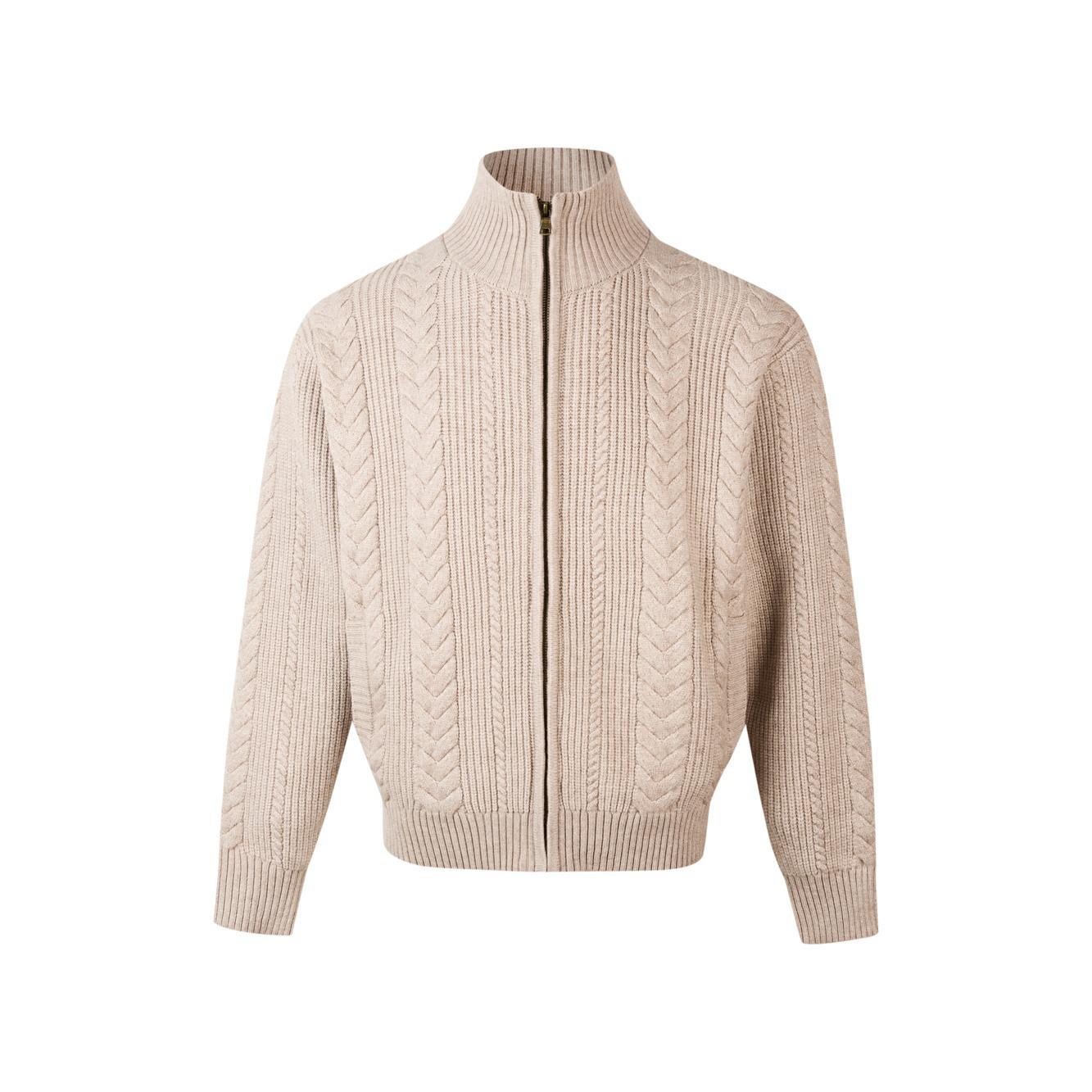 

Unisex American Retro Cable Knit Sweater Cardigan for Autumn/Winter XXL абрикосовий