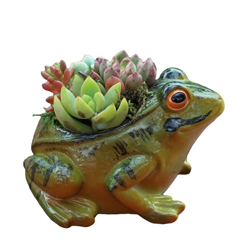 Frog Resin Simulated Model Flower Pot Decor Tabletop Figurine Micro Landscape