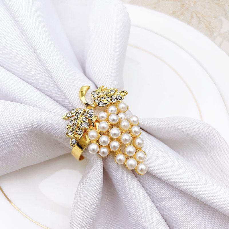 8pcs/lot Pearl Grape Napkin Ring Metal Napkin Button Cloth Napkin Ring Table Desktop Decoration