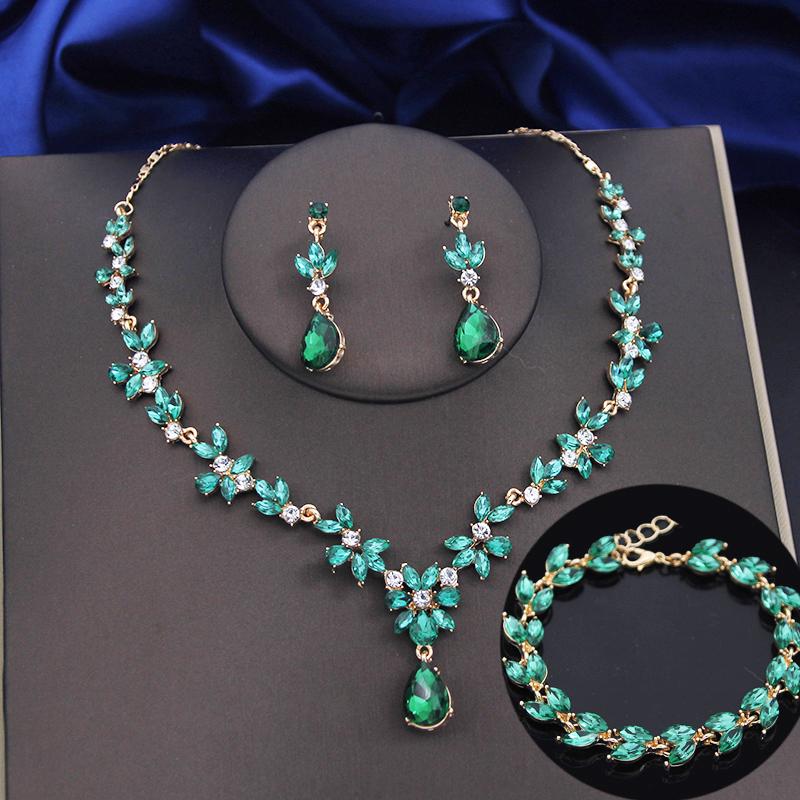 3 ks limetkově zelených sad šperků pro ženy Módní náušnice Náramky Choker Náhrdelník Set Ples Svatba Svatba Šperky Doplňky