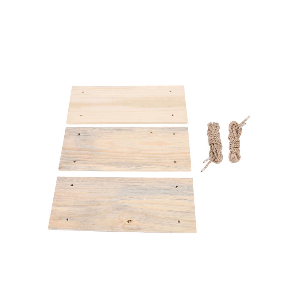 3 Pack Wooden Wall Shelf Set Floating Shelves for Bedroom Bathroom Kitchen Storage with Rope Easy Installation Holds Wall Hanging Rack