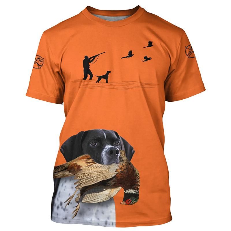 2024 Summer Casual Men's Short Sleeved T-shirt Hunting Animal Dog, 3D Casual T-shirt Fashion Short Sleeved Men's Clothing
