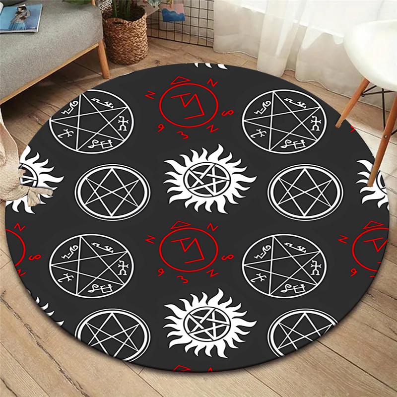 Supernatural Round Area Rug,Carpet Rug for Living Room Bedroom Sofa Playroom Decor,Non-slip Floor Mat