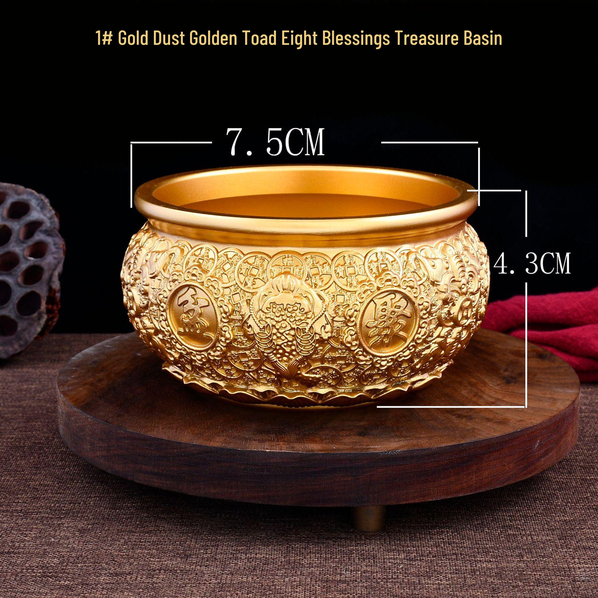 Golden Toad Brass Ornament: Eight Blessings Treasure Basin for Home and Office