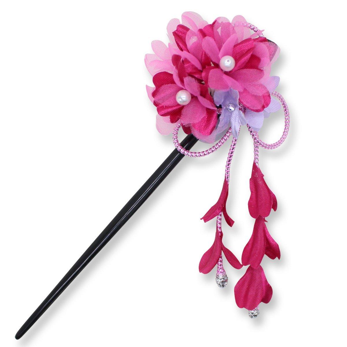

Kamakura Kogei Pom Pom Mom Chrysanthemum Flower Hairpin Sagari Hair Decoration Фиолетовый Красный Фиолетовый [Kamakura Craft]