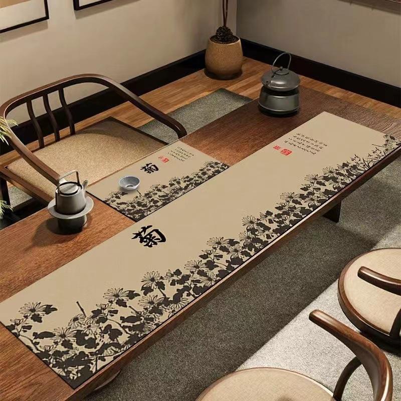 New Chinese-Style Long Coffee Table Tablecloth Absorbent Quick-Drying Tea Table Teacup Pad Kitchen Diatom Mud Drain Pad Diatom Mud