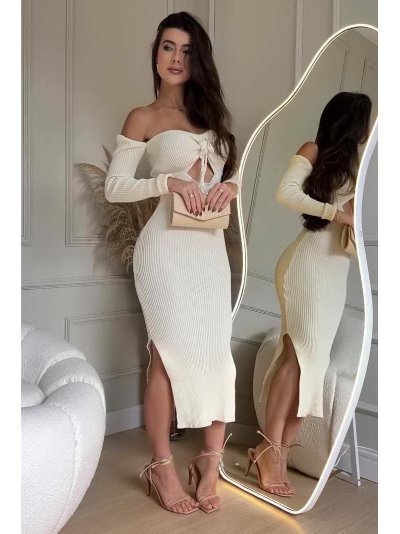 

Летнее платье на одно плечо с разрезом, однотонное, приталенное, для женщин, 2025 XXL грязно-белый