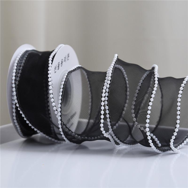 Fishtail Yarn Ribbon Bouquet Packaging Material Rainbow Color Lace Tail Yarn Ribbon Wave Chiffon Yarn Gift Strap