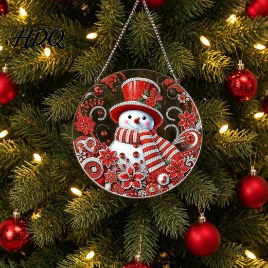 Handgemaakte Kerstversieringen Faux Diamant Art Kit Kerstman Sneeuwpop Hangende Versiering DIY Feestelijke Strass Decoraties Acryl Hanger met Strass