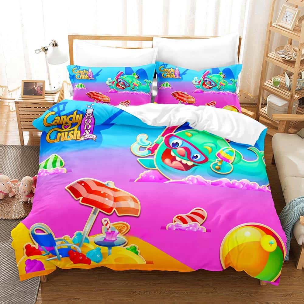 Game Candy Crush Soda Saga Bedding Set Single Twin Full Queen King Size Bed Set Adult Kid Bedroom Duvet Cover Sets Home Textiles
