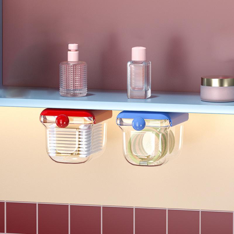 Transparent Bathroom Cotton Stick Makeup Cotton Bedroom Pull-Out Storage Drawer Style Storage Box Under The Mirror Cabinet