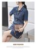Women's French Retro Polo Dress - Summer 2026 High-End, Waist-Cinched, Slimming Denim Style