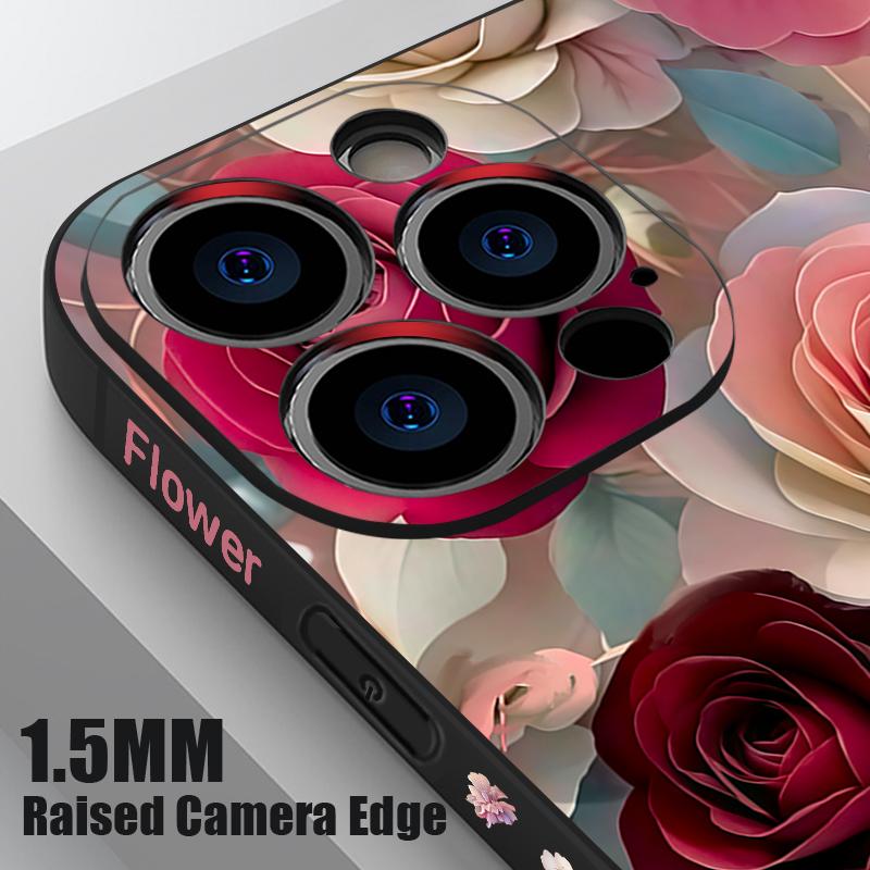 Oil Painting Rose Flowers Lanyard Case For iPhone 17 Pro Max Soft Silicone Cover For iPhone 16 Pro Max Funda iPhone 15 14 13 12 11 16E