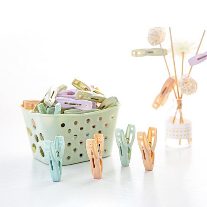 30Pcs Plastic Clothes Pegs Laundry Clothespin Clothes Pins Storage Organizer Quilt Towel Clips Spring With Basket Cabides Hanger