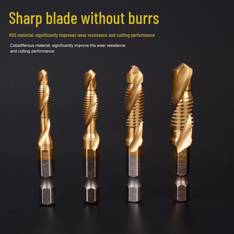 Cobalt Drill-Tap Combo for Stainless Steel: Taper Tap Set with Integrated Drilling and Thread Tapping.