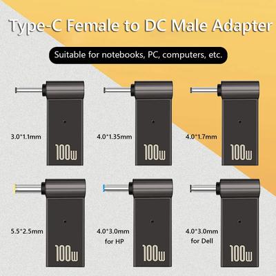 PD 100W Laptop Power Charger Supply Adapter USB Type-C Female To DC Male Jack Plug Converter for ASUS 19V 20V HP 19.5V Dell